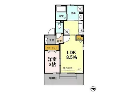 ディールームときわ台A棟(1LDK/1階)の間取り写真