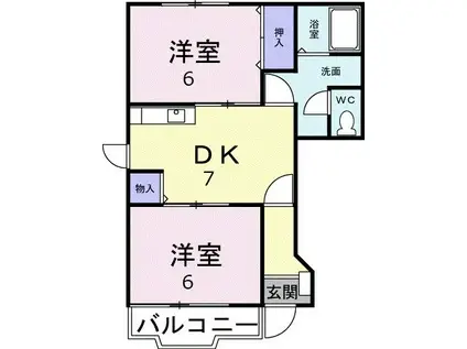 コンフォールメゾン(2DK/1階)の間取り写真