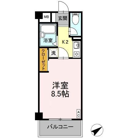 サン・ラモン本山(1K/1階)の間取り写真