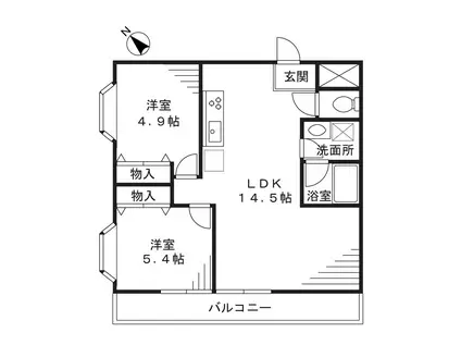 グレイス中村(2LDK/3階)の間取り写真