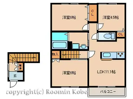 サンゴールド(3LDK/2階)の間取り写真