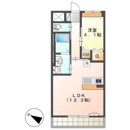メルヴェール エスト(1LDK/1階)の間取り写真