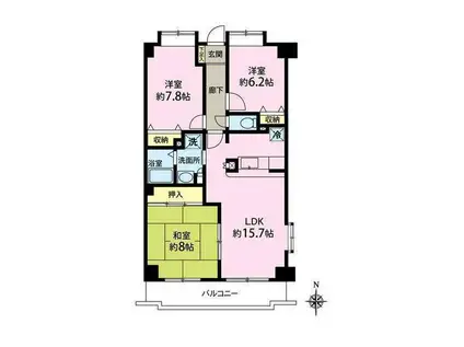 ロイヤルIII(3LDK/2階)の間取り写真