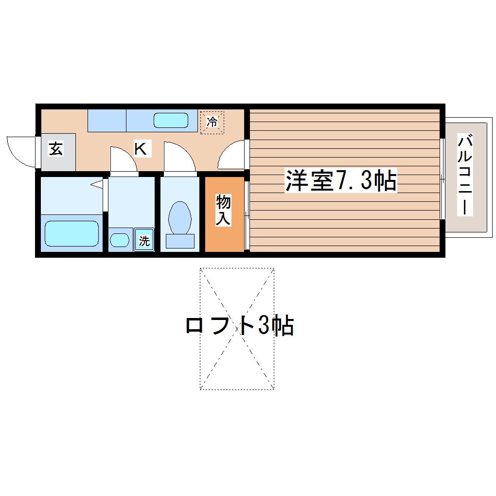 ディオール壱番館(1K/2階)の間取り写真