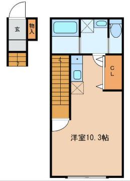 T-スタイル(ワンルーム/2階)の間取り写真
