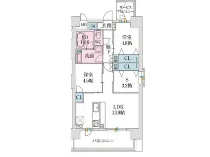 スプランディッド難波VII(2SLDK/2階)の間取り写真