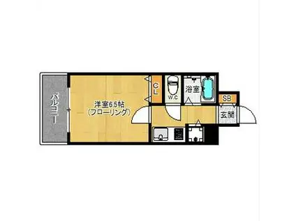 ピュアドームエール大濠(1K/7階)の間取り写真