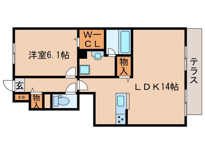 アンティム(1LDK/1階)の間取り写真