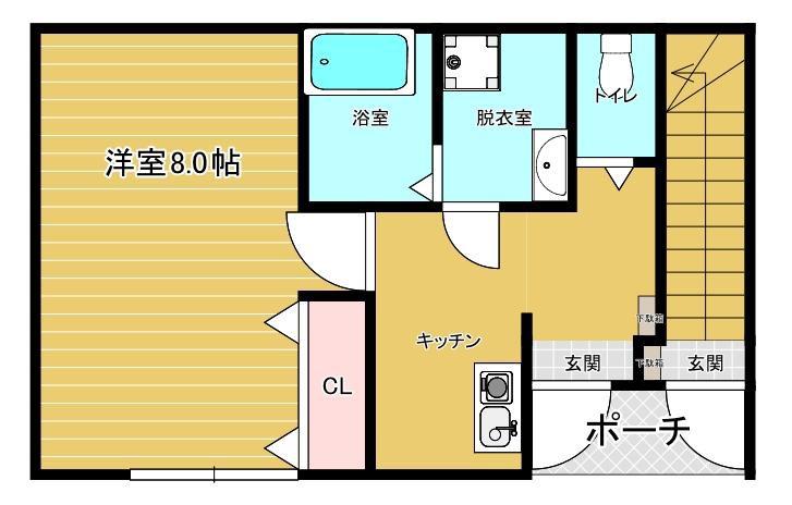 MALLOW A棟(1K/1階)の間取り写真