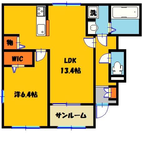 アルコバレーノI(1LDK/1階)の間取り写真