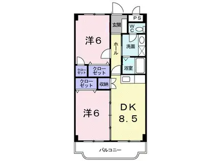 バロックモジュール(2DK/3階)の間取り写真