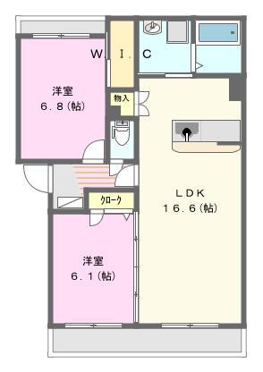 フロレスタハヤシ(2LDK/1階)の間取り写真
