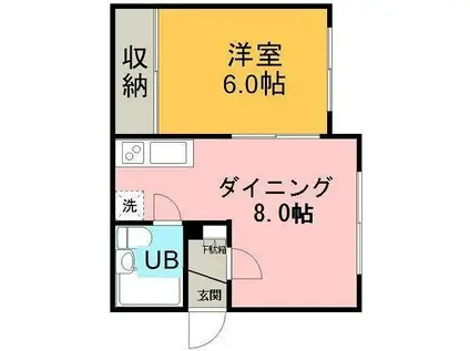 ハイツ恵1(1DK/1階)の間取り写真