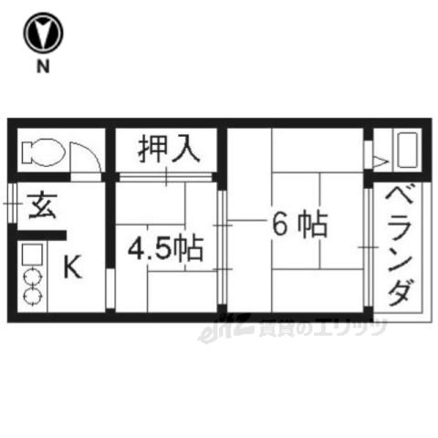 柳本荘(2K/1階)の間取り写真