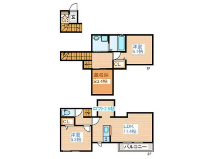 すみれハウス・B(2SLDK/1階)の間取り写真