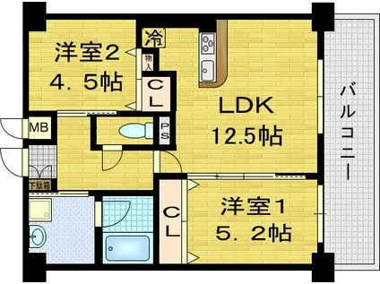 レガシー銀河(2LDK/7階)の間取り写真