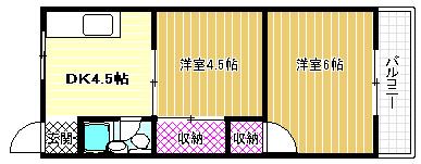 パインリーフ松原(2DK/4階)の間取り写真