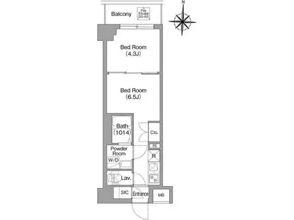 BPRレジデンス大島(1DK/1階)の間取り写真