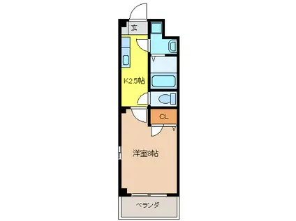 セレッソ瑞穂(1K/3階)の間取り写真