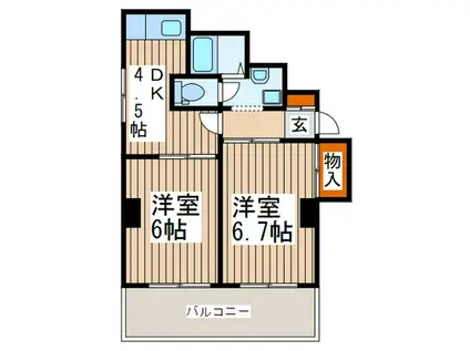 ホワイトキャッスル(2DK/4階)の間取り写真