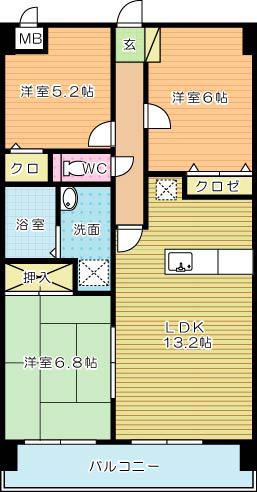 ミラドールF(3LDK/9階)の間取り写真