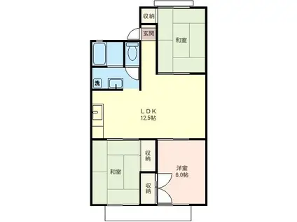モッコウハイツ(3LDK/2階)の間取り写真