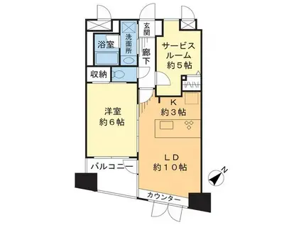 グランシティーラピュタタワー(1SLDK/3階)の間取り写真