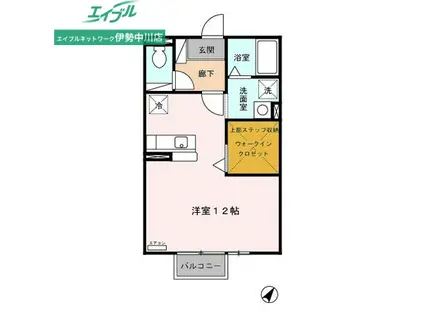 メゾンベール・コーヤII B(ワンルーム/2階)の間取り写真