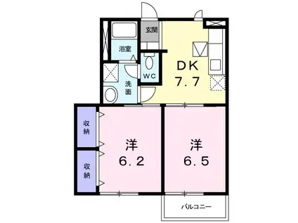 ハイツ友舞V(2DK/1階)の間取り写真