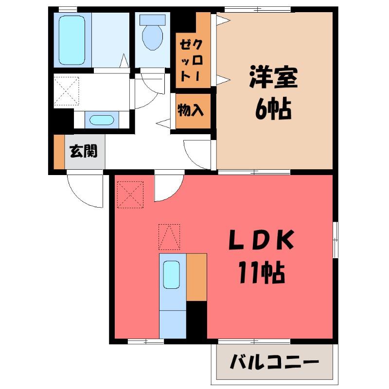 フィオーレ(1LDK/1階)の間取り写真