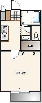 JOY ONE(1K/1階)の間取り写真