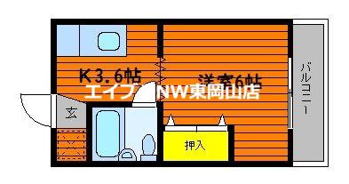 ホワイトメゾンブランセ(1K/2階)の間取り写真