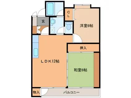 ベルディン(2LDK/2階)の間取り写真