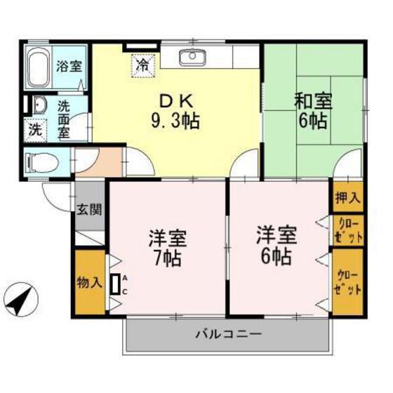 ムーンハイツ(3DK/1階)の間取り写真