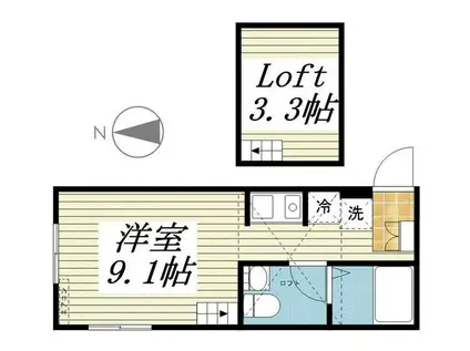 WITH PLACE 月見台(ワンルーム/2階)の間取り写真