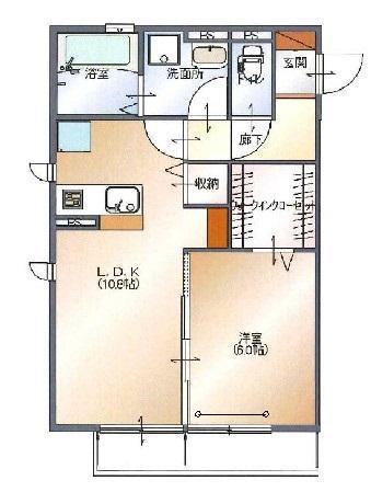 D-ROOMコア五日町(1LDK/1階)の間取り写真