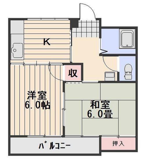 川崎ビル(2DK/2階)の間取り写真