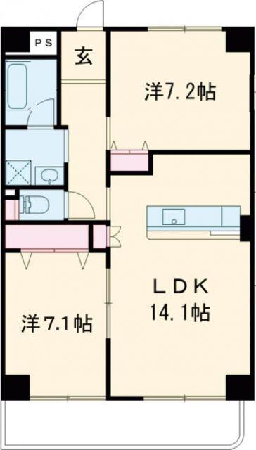 SUN CRYSTAL(2LDK/2階)の間取り写真