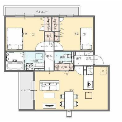 ムライチ・D-ROOM昭和町(2LDK/2階)の間取り写真