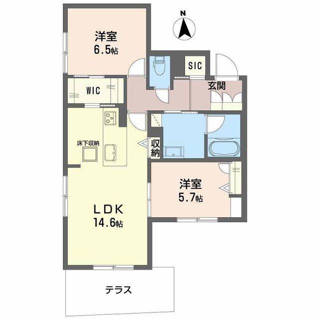 メゾンブランカあびこ南(2LDK/1階)の間取り写真