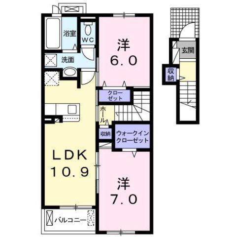 アルモニー八代II(2LDK/2階)の間取り写真