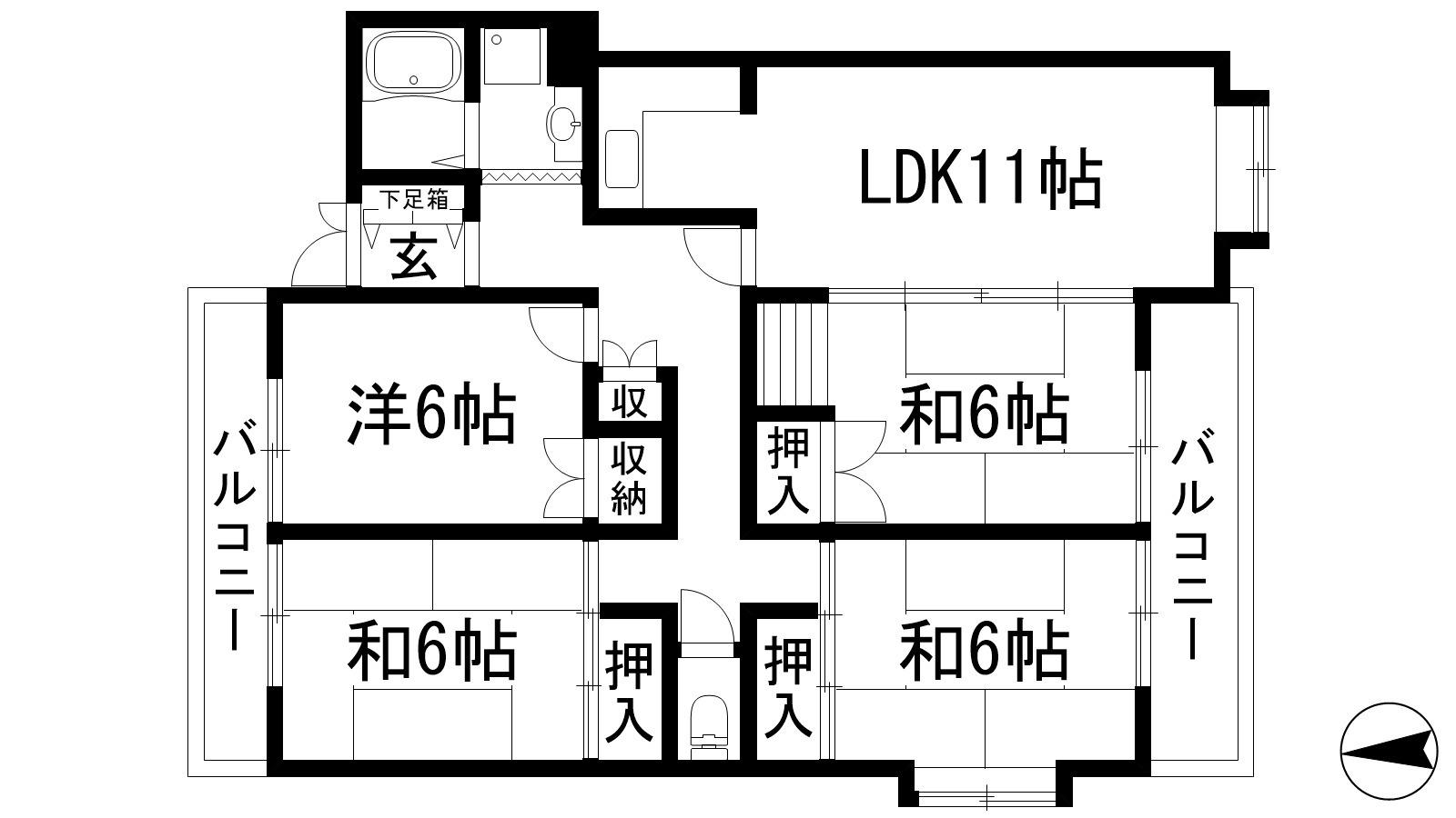 ヴィラ花屋敷(4LDK/1階)の間取り写真