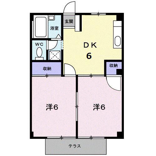 シティハイツ高橋B(2DK/1階)の間取り写真