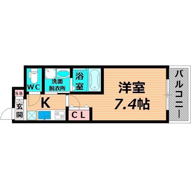 ジェンシア放出(1K/1階)の間取り写真