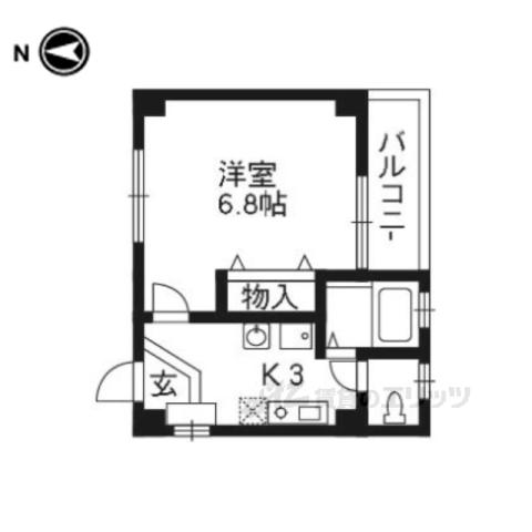 ノース HILLS(1K/1階)の間取り写真