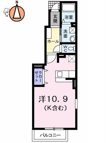 グランツ(ワンルーム/1階)の間取り写真
