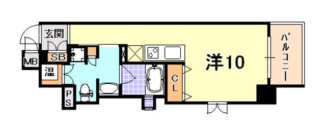 レジディア神戸磯上(ワンルーム/13階)の間取り写真