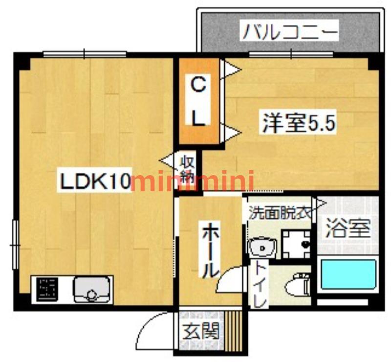 コーポ紫明園(1LDK/1階)の間取り写真