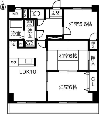 グランクリュ(3LDK/4階)の間取り写真