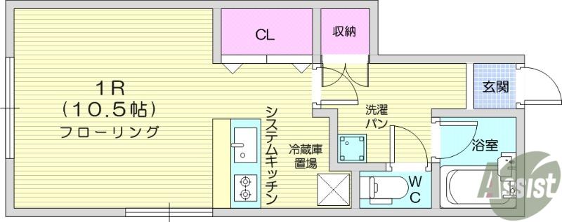 プランドール桜木(ワンルーム/1階)の間取り写真